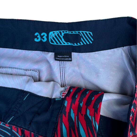 Oakley Mens Sz 33 Multi Colored Geometric Pattern Swim Beach Pool Board Shorts - Picture 8 of 9